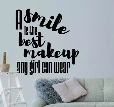 motivational girl quote smile text wall decal - TenStickers