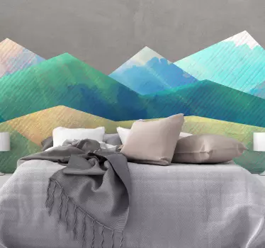 mountains minimalist pattern headboard wall decal - TenStickers
