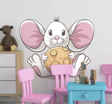 Mouse with cookie illustration wall art decal - TenStickers