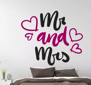 Mr and Mrs Husband and wife wedding bridal stickers - TenStickers