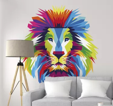 Multi-colored lion head wild animal sticker - TenStickers