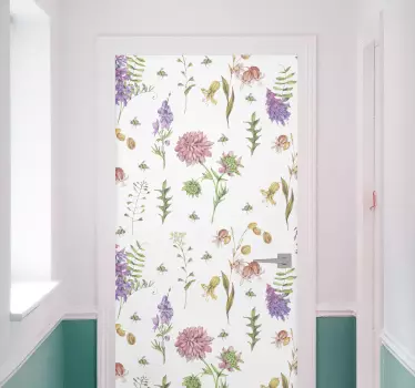 Multicolor minimalistic wildflowers glass door sticker - TenStickers