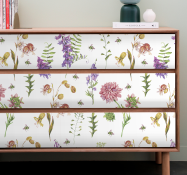 Multicolor minimalistic wildflowers decals for furniture - TenStickers
