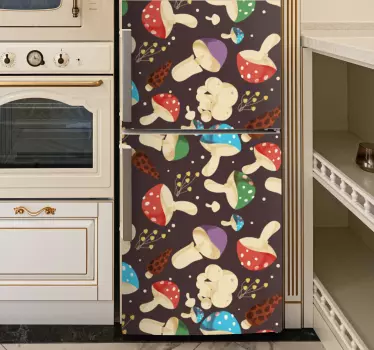 Multicolor mushrooms pattern fridge decals - TenStickers
