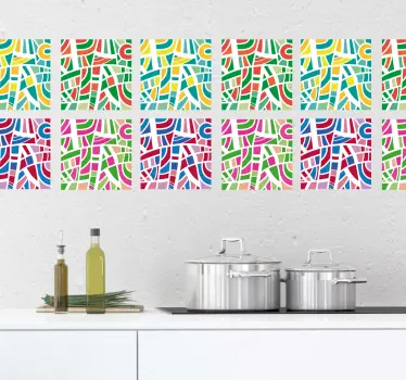 Multicolored tiles Abstract sticker - TenStickers