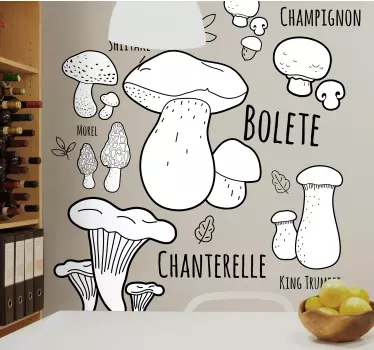 Kitchen wall sticker mushroom culinary guide - TenStickers