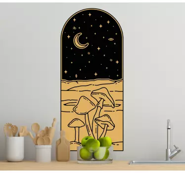 Mushroom on landscape design wallpaper sticker - TenStickers