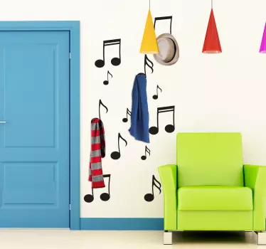 Musical Notes Coat Hanger Wall Sticker - TenStickers