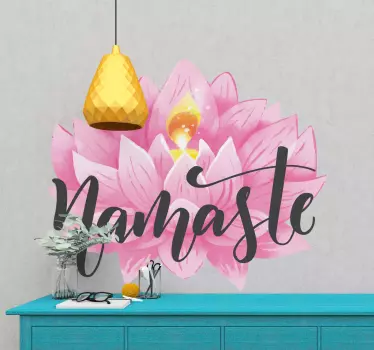 Namaste pink lotus flower wall decor - TenStickers