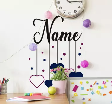 Name with hearts falling Kids Bedroom Wall Sticker - TenStickers