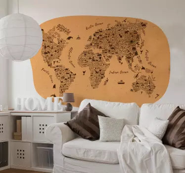 Name world map sticker - TenStickers