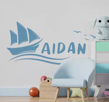 Named sailboat nautical sticker - TenStickers