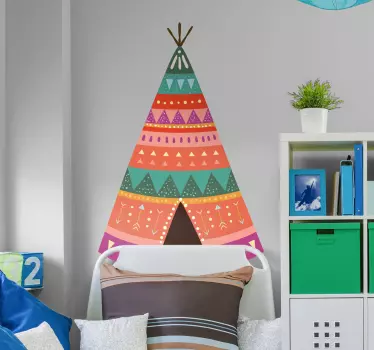 Native American Tent Headboard Wall Sticker - TenStickers