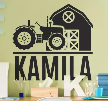 Nature wall sticker tractor barn scene - TenStickers