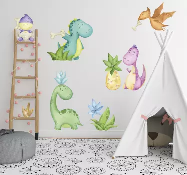 Nordic dinosaur drawn dragon wall sticker - TenStickers