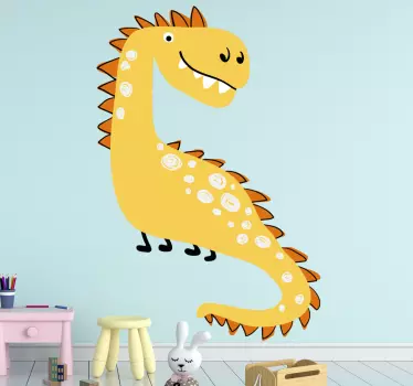 Nordic dinosaur yellow drawn dragon wall sticker - TenStickers