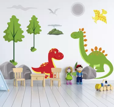 Nordic dinosaurs world theme set dragon wall sticker - TenStickers