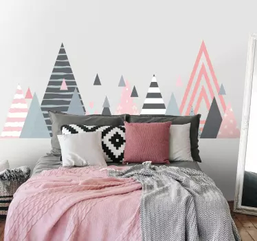 Nordic style geometric headboard wall decal - TenStickers