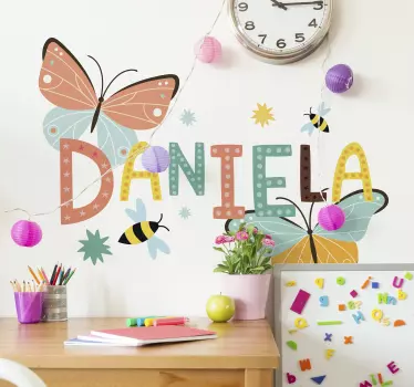 Nursery wall sticker customized name butterflies - TenStickers