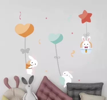 nursery with cute rabbits illustration wall art - TenStickers