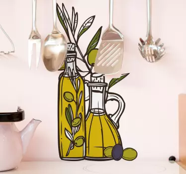 Olive oil sketch food wall sticker - TenStickers