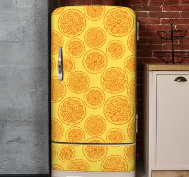 Orange hand draw pattern FRIDGE fridge decals - TenStickers