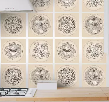 Ornamental plates tile transfer decal - TenStickers
