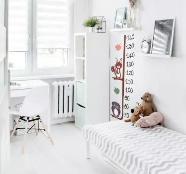 Owl and rabbit height chart wall decal - TenStickers