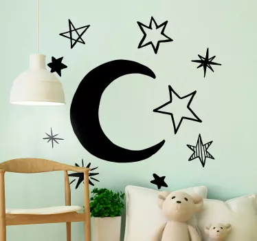 Pack 9 stars with moon space sticker - TenStickers