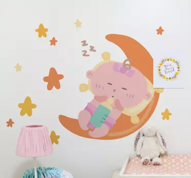 Pack of 11 stars with baby sleeping space sticker - TenStickers