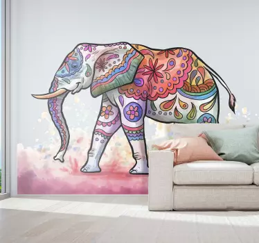 Painted elephant wild animal sticker - TenStickers