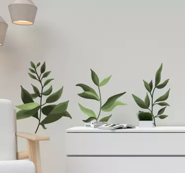 Painted leaves plant decals - TenStickers