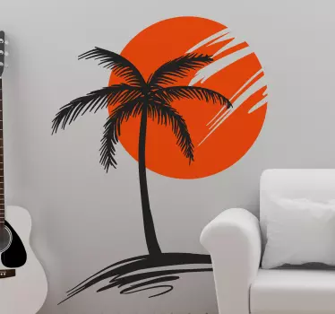 Palm Sun Tree Wall Sticker - TenStickers