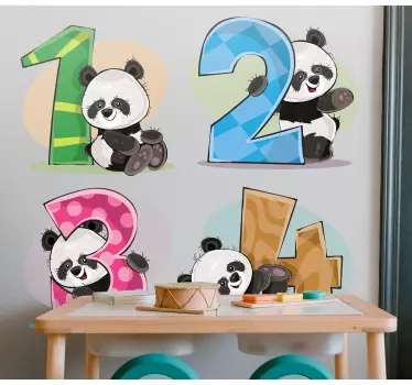 Panda numbers illustration wall art - TenStickers