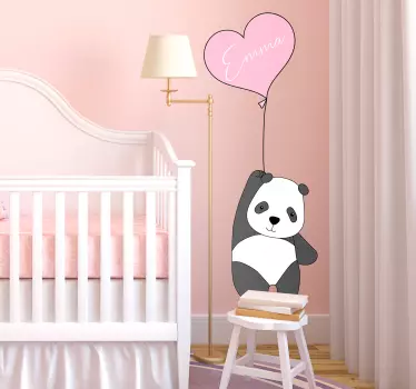Panda with Balloon Personalised Sticker - TenStickers