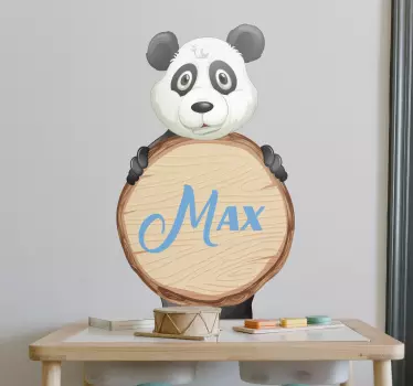 Panda with name glass door sticker - TenStickers