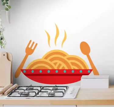 Pasta with fork cuisine wall sticker - TenStickers
