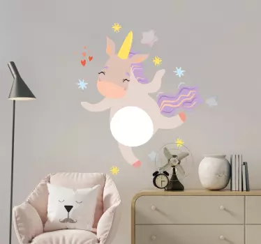 Pastel stars and unicorn pattern illustration wall art - TenStickers