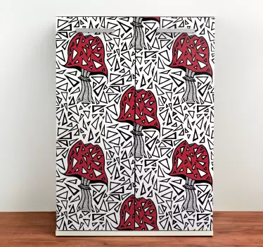 Pattern with zentangle mushrooms decals for furniture - TenStickers