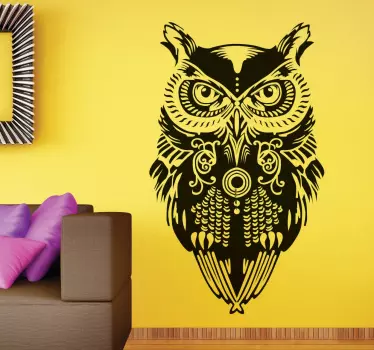 Patterned Owl Sticker - TenStickers
