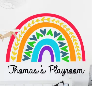 Patterned personalized rainbow playroom baby wall sticker - TenStickers