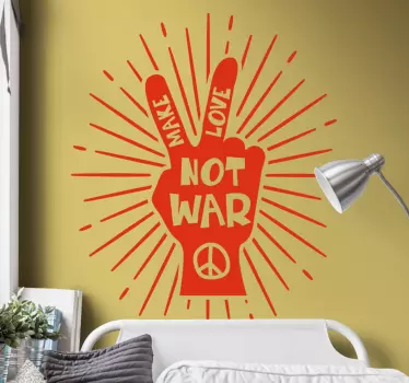 Peace sign love not war popular saying decal - TenStickers