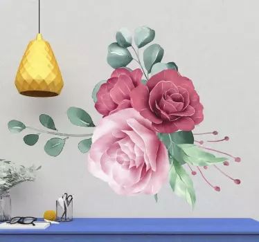 Peony bouquet flower wall decal - TenStickers