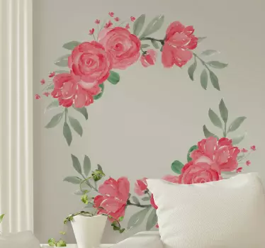 Peony circle flower wall decor - TenStickers
