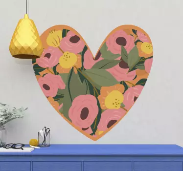 peony frame hearts flower wall decor - TenStickers