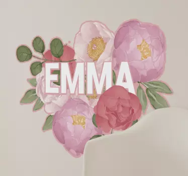 Peony name flower wall decal - TenStickers
