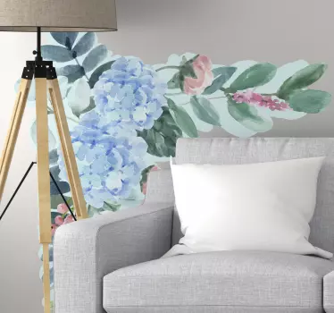 Peony realistic corner piece flower wall decal - TenStickers