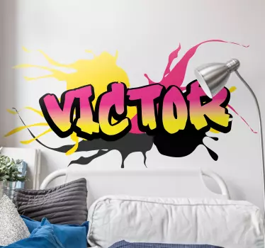 Personalisable pink and yellow graffiti urban decal - TenStickers