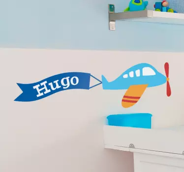 Personalised Airplane Kids Sticker - TenStickers