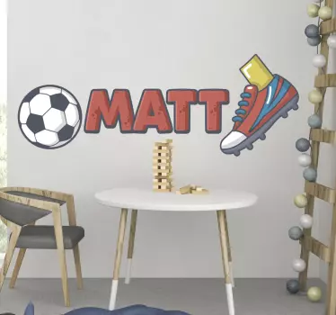 Personalised ball and shoes football wall sticker - TenStickers